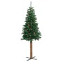 Árbol de Navidad delgado madera auténtica y piñas PVC 210 cm