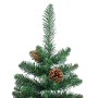 Árbol de Navidad delgado madera auténtica y piñas PVC 210 cm