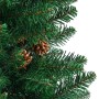 Árbol de Navidad delgado madera auténtica y piñas PVC 210 cm