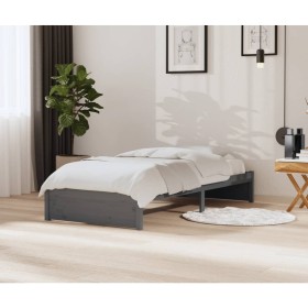 Estructura de cama madera maciza gris 90x200 cm