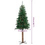 Árbol de Navidad delgado madera auténtica y piñas PVC 210 cm