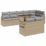 Conjunto de sofá de jardín con cojín 9 pcs beige y gris claro