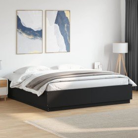 Estructura cama LED sin colchón cuero sintético negro 180x200cm en Camas y somieres | Comprar online en Foro24