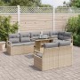 Conjunto de sofá de jardín con cojín 9 pcs beige y gris claro
