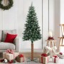 Árbol de Navidad delgado madera auténtica y piñas PVC 150 cm