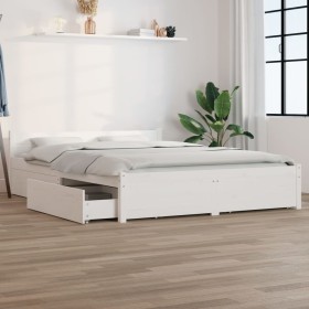 Estructura de cama con cajones doble blanco 135x190 cm