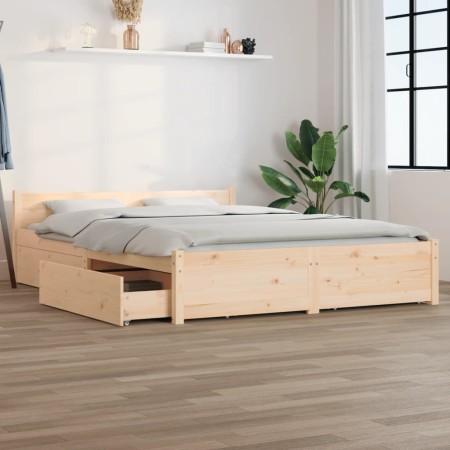 Bed frame with drawers 140x200 cm by vidaXL, Beds and slatted bases - Ref: Foro24-3103554, Price: 208,68 €, Discount: %