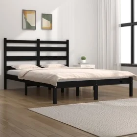 Bettgestell aus massivem schwarzem Kiefernholz, 140 x 190 cm von vidaXL, Betten und Lattenroste - Ref: Foro24-3103632, Preis:...