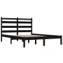 Estructura de cama de madera maciza de pino negra 140x190 cm de vidaXL, Camas y somieres - Ref: Foro24-3103632, Precio: 154,0...