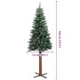 Árbol de Navidad estrecho con madera real y nieve 180 cm verde