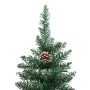 Árbol de Navidad estrecho con madera real y nieve 180 cm verde