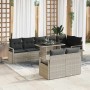 Conjunto de sofá de jardín 9 pcs Gris claro 100 x 55 x 73 cm