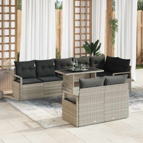 Conjunto de sofá de jardín 9 pcs Gris claro 100 x 55 x 73 cm