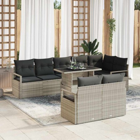 Conjunto de sofá de jardín 9 pcs Gris claro 100 x 55 x 73 cm