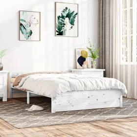 White solid wood bed frame 140x200 cm by vidaXL, Beds and slatted bases - Ref: Foro24-815045, Price: 140,64 €, Discount: %