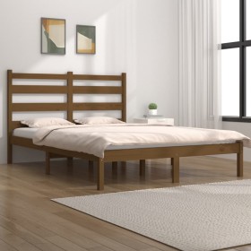 Estructura de cama madera maciza de pino marrón miel 200x200 cm