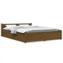Estructura de cama con cajones marrón miel 140x200 cm