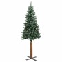 Árbol de Navidad delgado madera auténtica y piñas PVC 210 cm