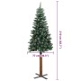 Árbol de Navidad delgado madera auténtica y piñas PVC 210 cm