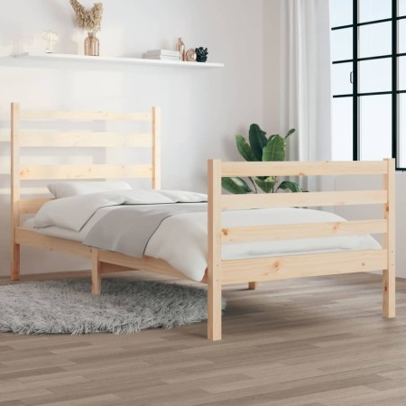 Estructura de cama de madera maciza de pino 90x200 cm de vidaXL, Camas y somieres - Ref: Foro24-3103698, Precio: 88,23 €, Des...