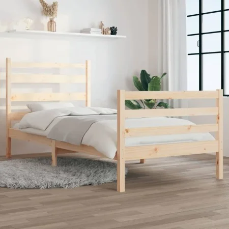 Estructura de cama de madera maciza de pino 90x200 cm de vidaXL, Camas y somieres - Ref: Foro24-3103698, Precio: 88,38 €, Des...