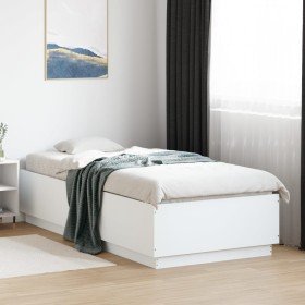 Estructura de cama con LED madera ingeniería blanco 100x200 cm en Camas y somieres | Comprar online en Foro24