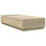 Estructura cama con luces LED madera roble Sonoma 100x200 cm