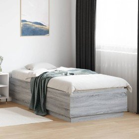 Estructura cama con luces LED madera gris Sonoma 100x200 cm en Camas y somieres | Comprar online en Foro24