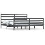 Solid gray pine wood bed frame 200x200 cm by vidaXL, Beds and slatted bases - Ref: Foro24-3103735, Price: 169,58 €, Discount: %