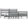 Solid gray pine wood bed frame 200x200 cm by vidaXL, Beds and slatted bases - Ref: Foro24-3103735, Price: 167,55 €, Discount: %
