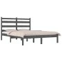Solid gray pine wood bed frame 200x200 cm by vidaXL, Beds and slatted bases - Ref: Foro24-3103670, Price: 154,52 €, Discount: %