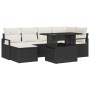 Conjunto de sofá de jardín con cojín 7 pcs Negro y crema
