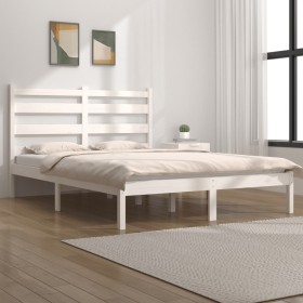 Massiver Bettrahmen aus weißem Kiefernholz, 140 x 200 cm von vidaXL, Betten und Lattenroste - Ref: Foro24-3103649, Preis: 120...