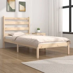 Solid pine wood bed frame 90x200 cm by vidaXL, Beds and slatted bases - Ref: Foro24-3103633, Price: 79,40 €, Discount: %