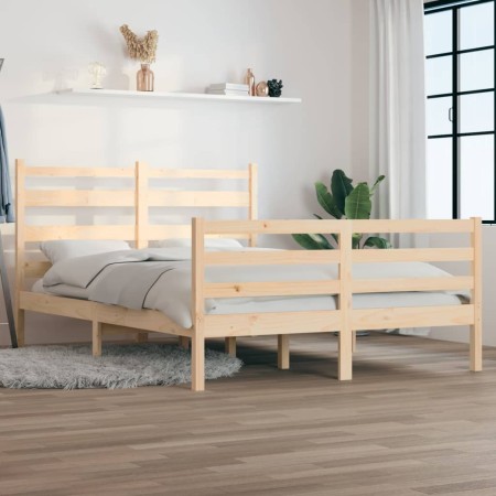 Estructura de cama de madera maciza de pino 160x200 cm de vidaXL, Camas y somieres - Ref: Foro24-3103723, Precio: 134,14 €, D...