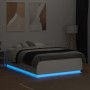 Estructura de cama con LED madera ingeniería blanco 135x190 cm