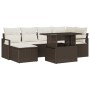 Conjunto de sofá de jardín con cojín 7 pcs Marrón y crema