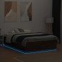 Estructura cama con luces LED madera roble marrón 135x190 cm