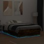 Estructura cama con luces LED madera roble ahumado 120x190 cm