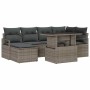 Conjunto de sofá de jardín con cojín 7 pcs Gris