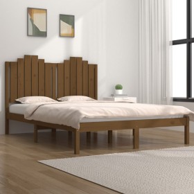 Estructura cama doble madera de pino marrón miel 135x190 cm