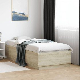 Estructura cama con luces LED madera roble Sonoma 90x190 cm Estructura cama con luces LED madera roble Sonoma 90x190 cm