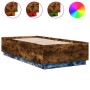 Estructura cama con luces LED madera roble ahumado 90x190 cm