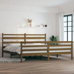 Honey brown solid pine wood bed frame 200x200 cm by vidaXL, Beds and slatted bases - Ref: Foro24-3103736, Price: 166,88 €, Di...