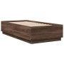 Estructura cama con luces LED madera roble marrón 90x190 cm