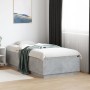 Estructura cama con luces LED madera gris hormigón 75x190 cm