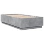 Estructura cama con luces LED madera gris hormigón 75x190 cm
