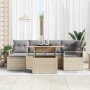 Conjunto de sofá de jardín con cojín 7 pcs beige y gris claro