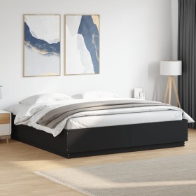 Estructura de cama madera de ingeniería negra 180x200 cm