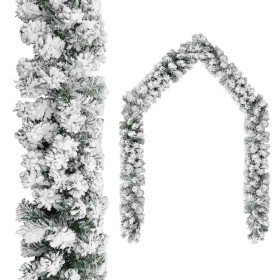 Guirnalda de Navidad con nieve flocada verde 20 m PVC Guirnalda de Navidad con nieve flocada verde 20 m PVC